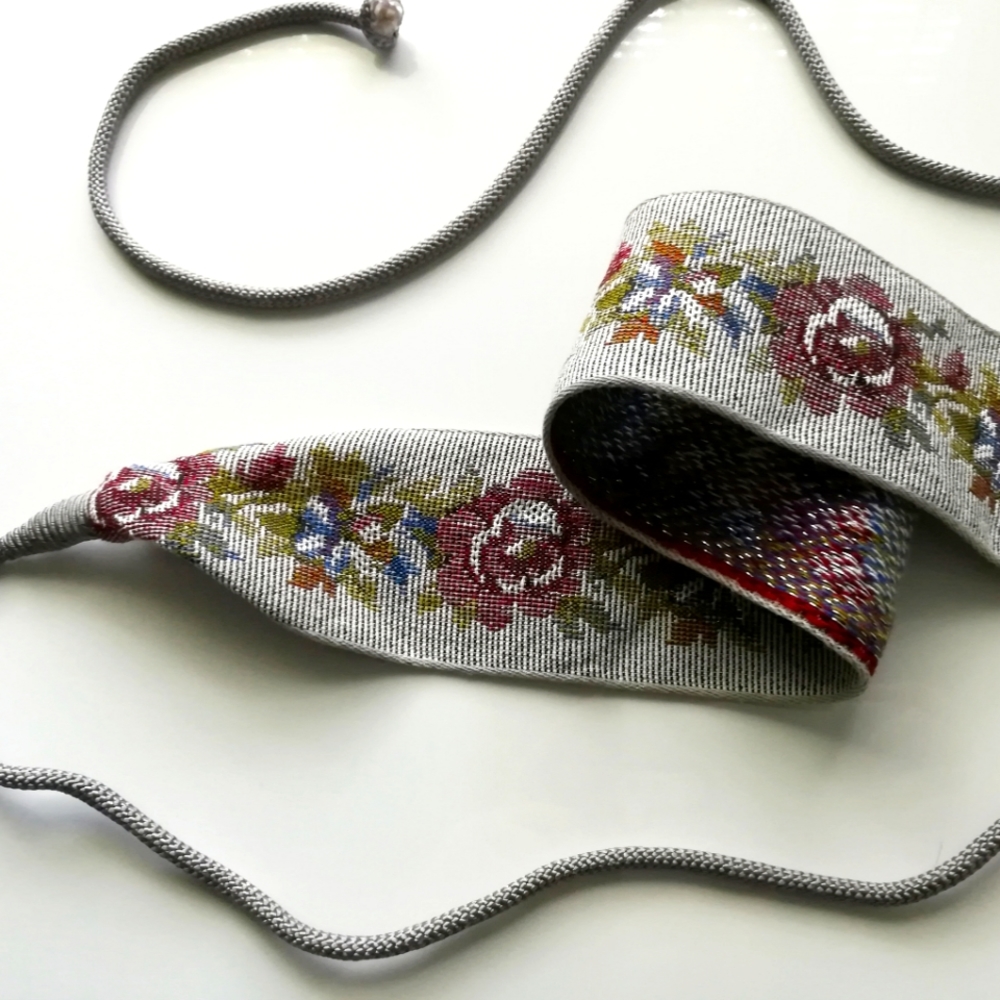 Vintage floral rainbow tie up waist belt